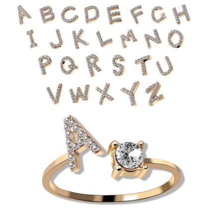 Adjustable Initial Letter Ring for Women