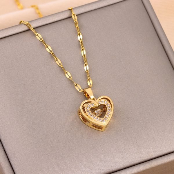 Double-Layer Rhinestone Love Necklace